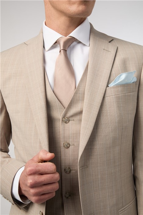Alexandre Tailored Fit Performance Stone Blue Check Jacket