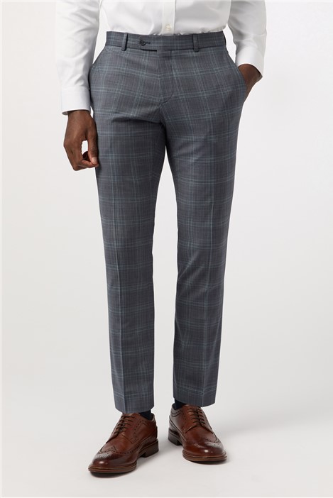 Alexandre Tailored Fit Blue Seafoam Check Trouser