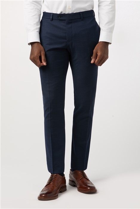 Alexandre Tailored Fit Navy Blue Texture Mens Trousers