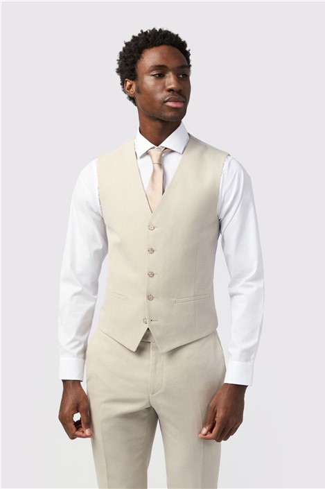 Alexandre Tailored Fit Stone Linen Waistcoat