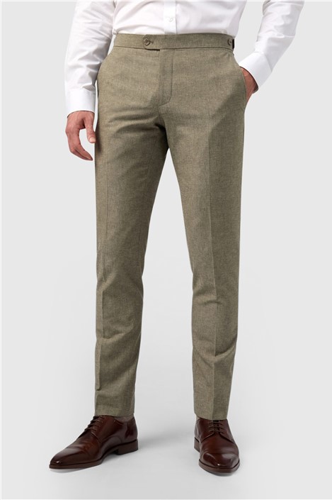 Alexandre Tailored Fit Sage Linen Mens Trousers Green