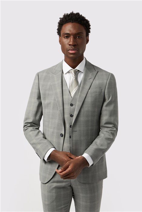 Alexandre Tailored Fit Performance Cool Grey Windowpane Check Suit