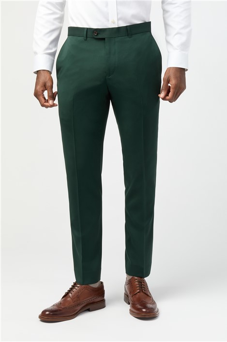 Alexandre Tailored Fit Italian Super 100s Bottle Green Twill Mens Trousers