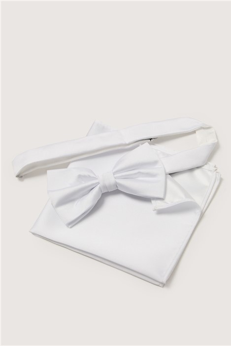 Limehaus White Satin Bow Tie