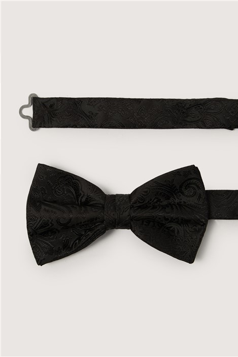 Limehaus Black Tonal Paisley Bow Tie Black By Suit Direct