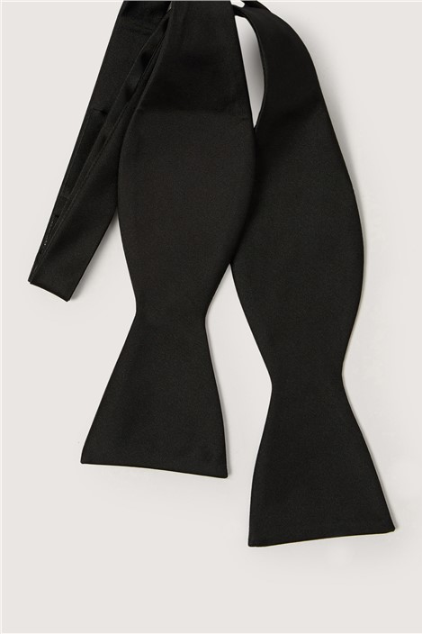 Limehaus Black Satin Self Bow Tie