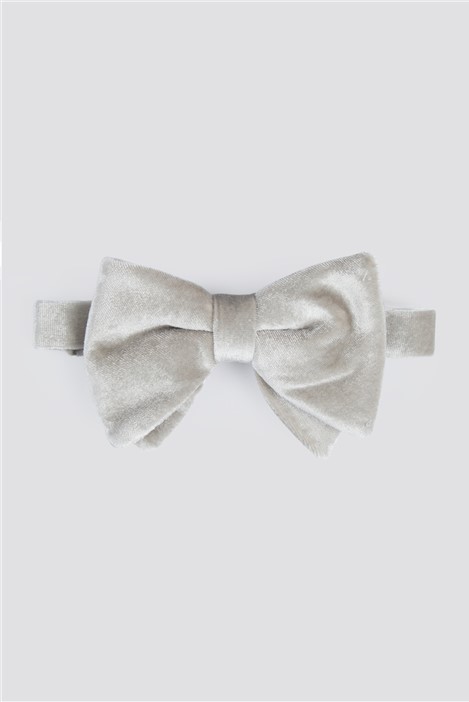 Limehaus Silver Velvet Bow Tie Silver By Suit Direct