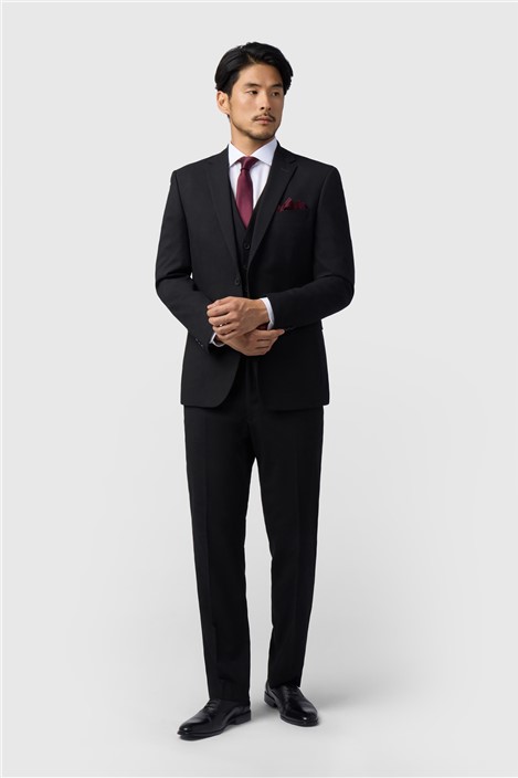 Limehaus Regular Fit Black Stretch Trousers