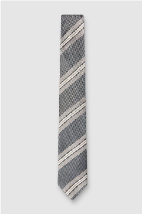 Alexandre Navy Blue Multi Stripe Silk Tie Navy Blue