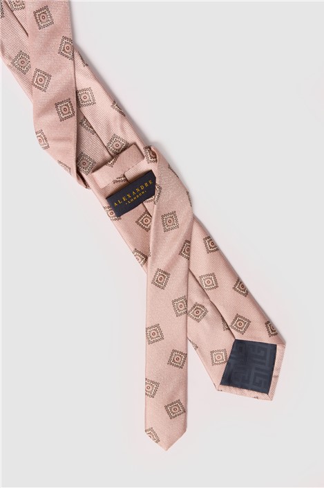 Alexandre Pink Medallion Silk Tie