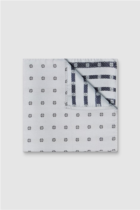 Alexandre Light Blue Daisy Jacquard Silk Pocket Square 0 Blue