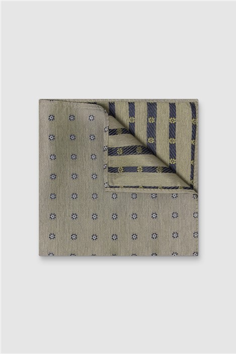 Alexandre Sage Daisy Jacquard Silk Pocket Square 0 Green