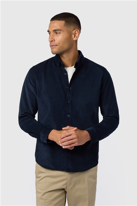 Melka Navy Corduroy Button Down Shirt