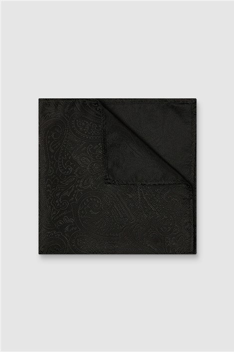 Limehaus Black Tonal Paisley Pocket Square 0 Black