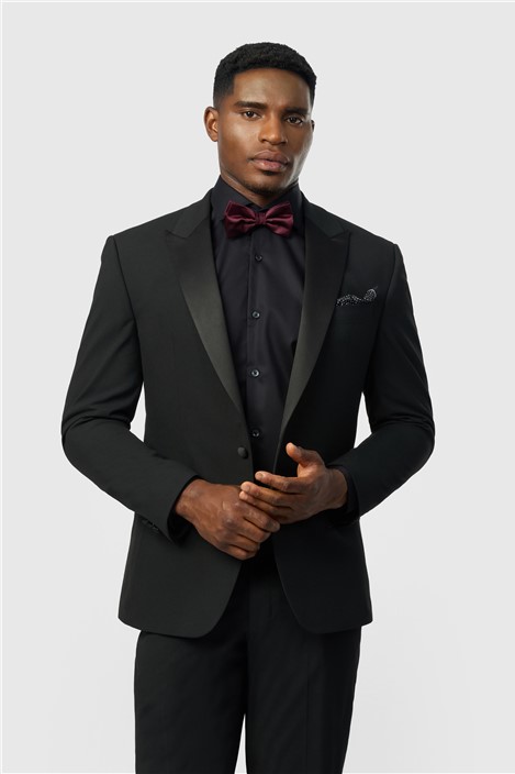 Limehaus Tailored Fit Stretch Black Tuxedo Jacket
