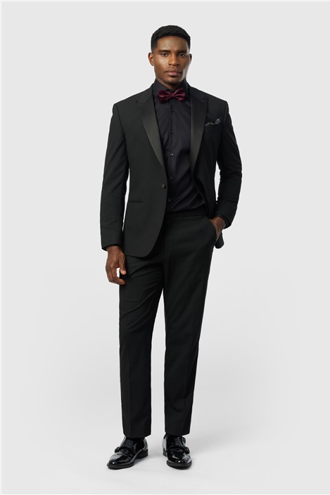 Limehaus Tailored Fit Stretch Black Tuxedo Jacket
