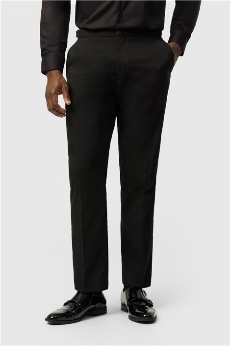 Limehaus Tailored Fit Black Stretch Tuxedo Trousers
