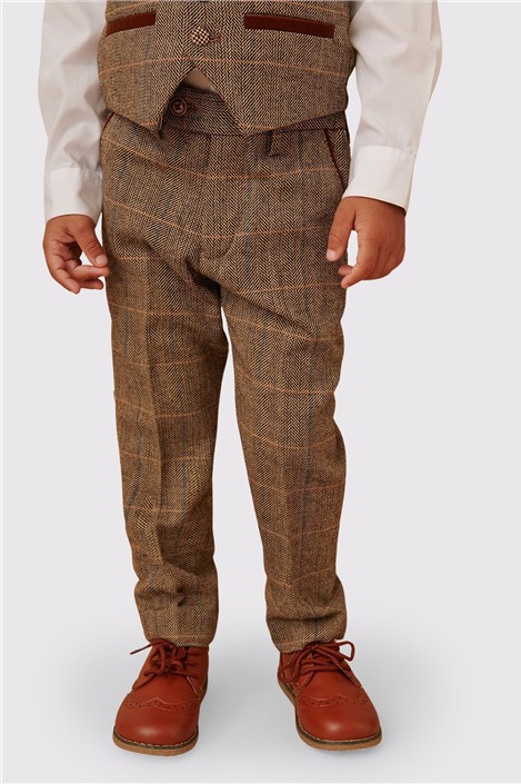 Marc Darcy Ted Children's Tan Check Three Piece Suit