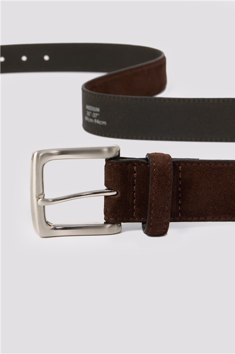 Limehaus Glaston Brown Suede Leather Belt