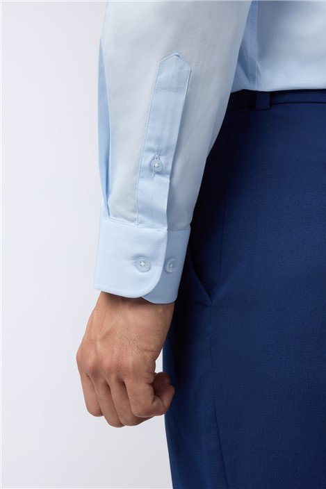 Limehaus Tailored Fit Blue Stretch Poplin Shirt