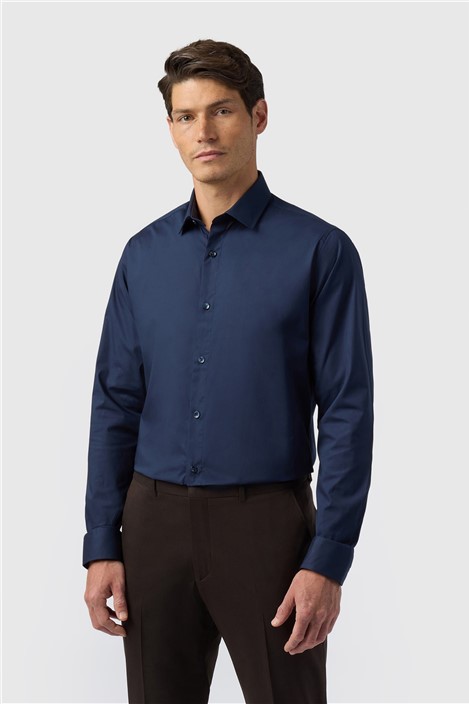 Limehaus Tailored Fit Navy Stretch Shirt