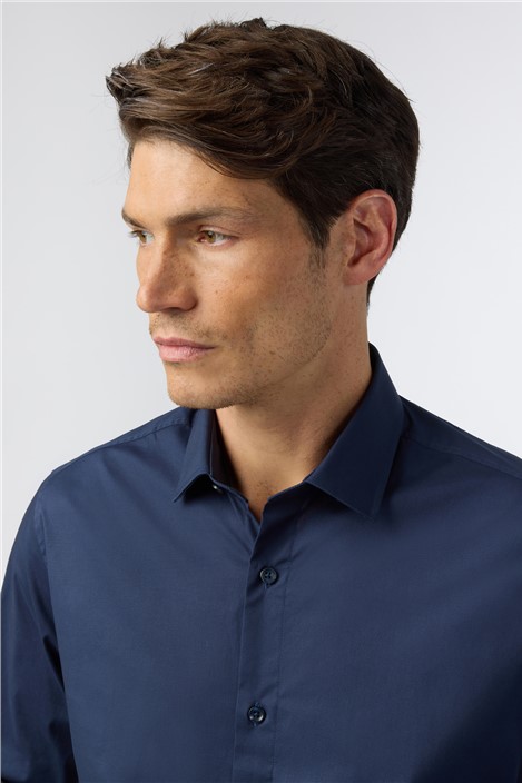 Limehaus Tailored Fit Navy Stretch Shirt