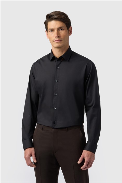 Limehaus Tailored Fit Black Stretch Shirt