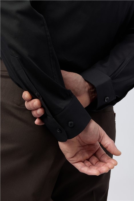 Limehaus Tailored Fit Black Stretch Shirt