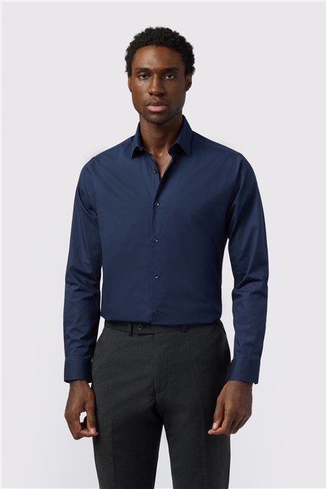 Limehaus Regular Fit Navy Stretch Shirt