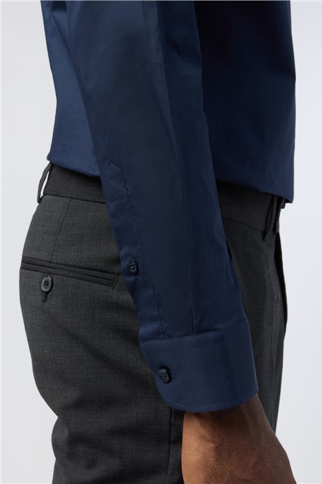 Limehaus Regular Fit Navy Stretch Shirt
