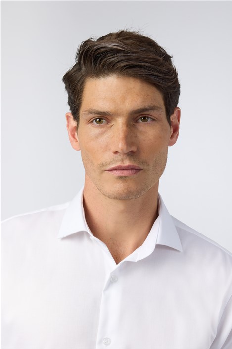 Alexandre Tailored Fit White Non-Iron Stretch Double Cuff Shirt