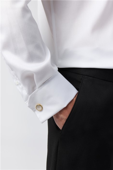 Alexandre Tailored Fit White Non-Iron Stretch Double Cuff Shirt