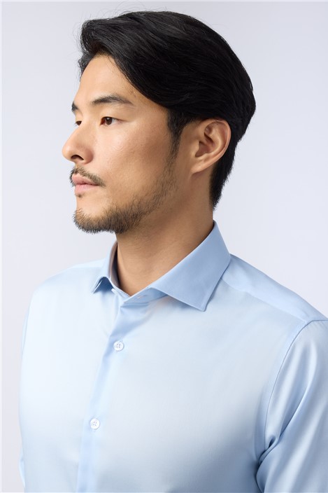 Alexandre Tailored Fit Blue Non-Iron Stretch Double Cuff Shirt