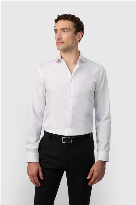 Alexandre Slim Fit White Non-Iron Stretch Twill Shirt