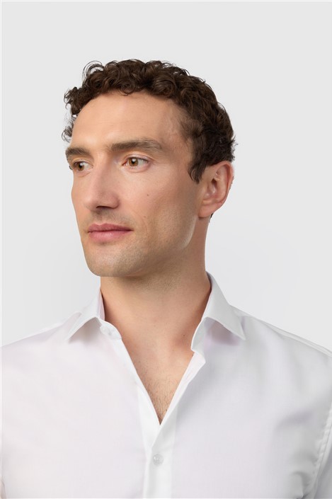 Alexandre Slim Fit White Non-Iron Stretch Twill Shirt