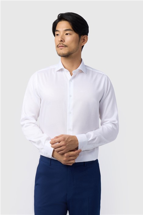 Alexandre White Mens Regular Fit Shirt Long Sleeve Stretch Fabric