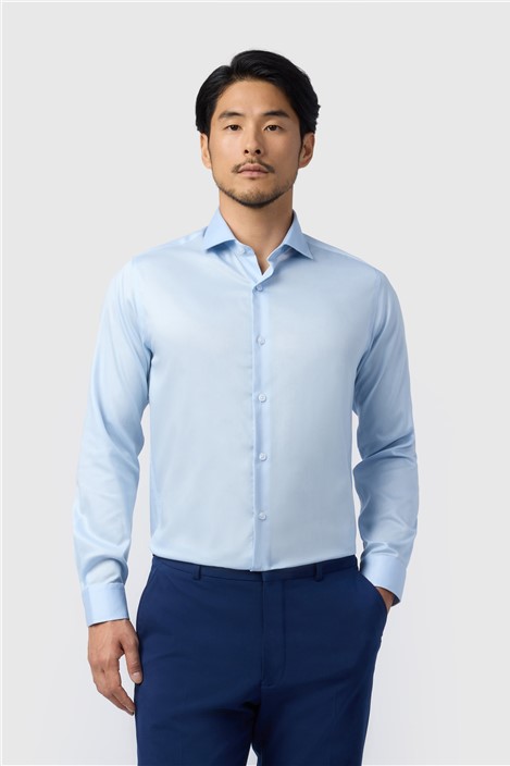 Alexandre Regular Fit Blue Non Iron Stretch Fine Twill Single Cuff Shirt

