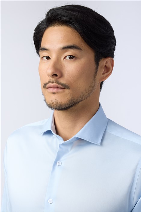 Alexandre Regular Fit Blue Non Iron Stretch Fine Twill Single Cuff Shirt
