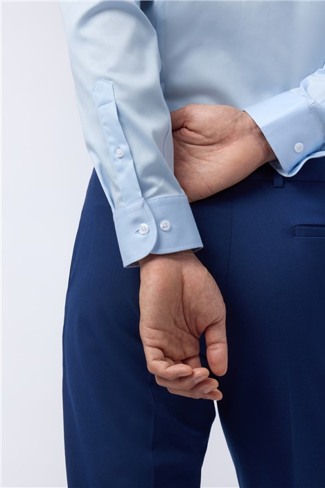 Alexandre Regular Fit Blue Non Iron Stretch Fine Twill Single Cuff Shirt
