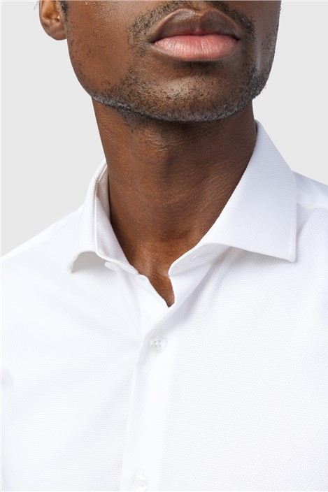 Alexandre Tailored Fit White Non-Iron Textured Shirt