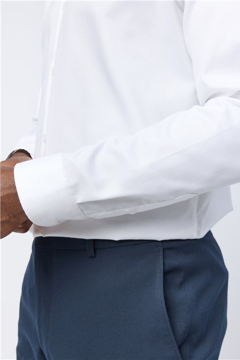 Alexandre Tailored Fit White Non-Iron Textured Shirt