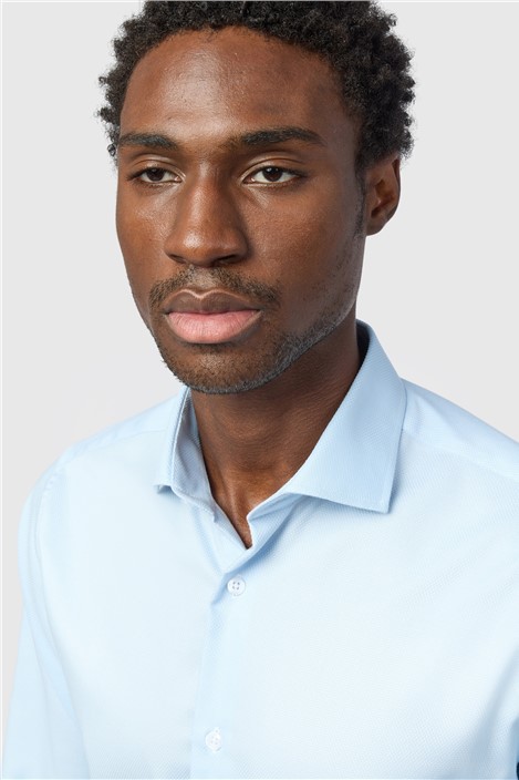 Alexandre Tailored Fit Blue Non-Iron Textured Shirt