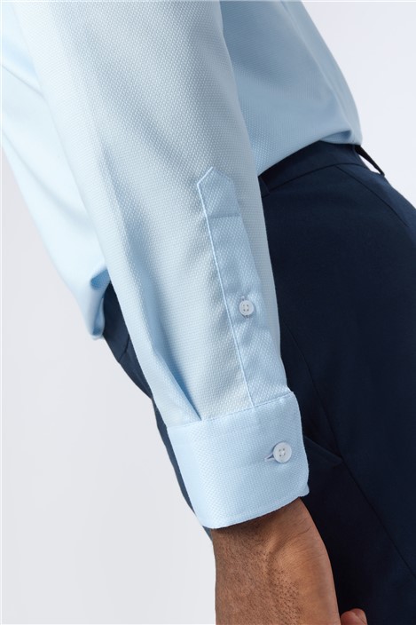 Alexandre Tailored Fit Blue Non-Iron Textured Shirt