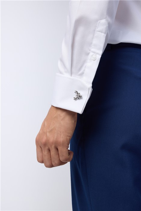 Alexandre Regular Fit White Non-Iron Textured Double Cuff Shirt
