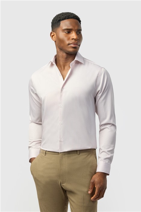 Alexandre Tailored Fit Pink Non Iron Stripe Single Cuff Shirt