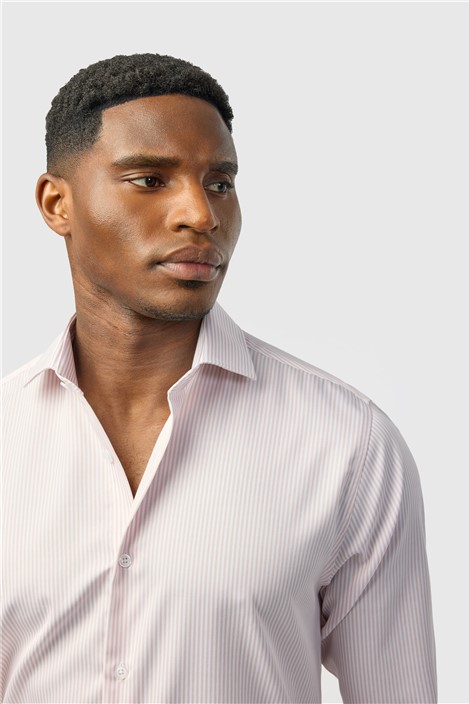Alexandre Tailored Fit Pink Non Iron Stripe Single Cuff Shirt