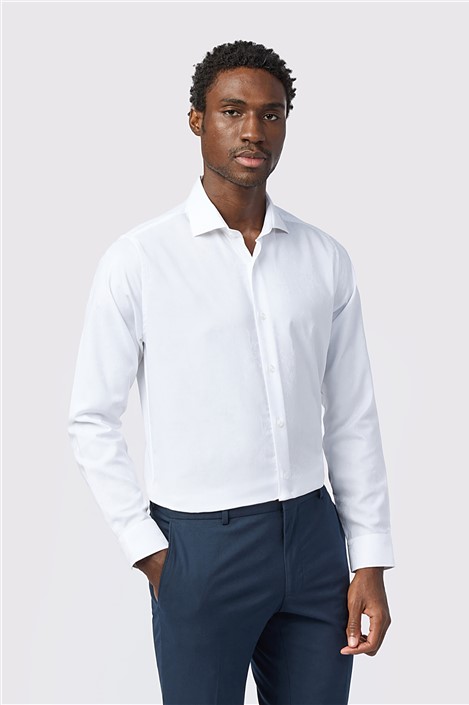 Alexandre Tailored Fit White Floral Jacquard Shirt
