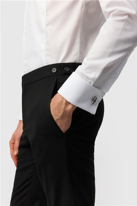 Alexandre Slim Fit White Non-Iron Bib Dress Double Cuff Shirt