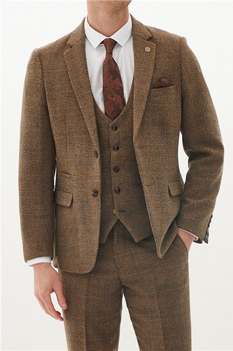 Marc Darcy Slim Fit Kris Tan Tweed Mens Suit Jacket