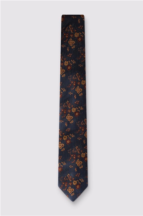 Antique Rogue Navy Blue Busy Floral Tie Navy Blue